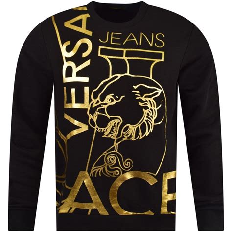 versace jeans black gold towel logo sweatshirt